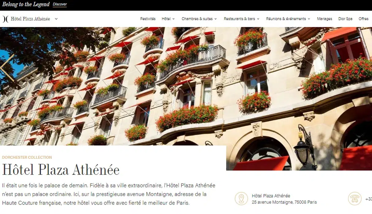 وب سایت هتل Plaza Athénée